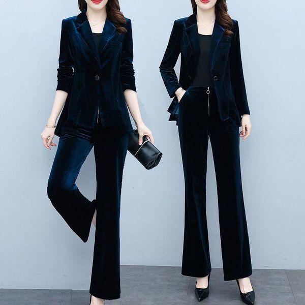 women's two piece pants elegant golden velvet two-pieces women blazer suit casual streetwear suits female set chic office ladies y221, White
women's two piece pants elegant golden velvet two-pieces women blazer suit casual streetwear suits female set chic office ladies y221, White