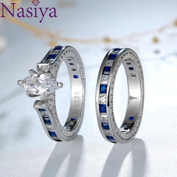 cluster rings nasiya 925 sterling silver ring fashion luxury white blue zircon set for women fine wedding engagement party jewelry gift, Golden;silver
cluster rings nasiya 925 sterling silver ring fashion luxury white blue zircon set for women fine wedding engagement party jewelry gift, Golden;silver