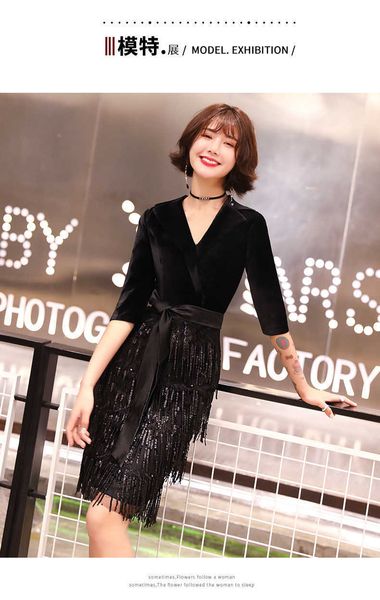 luxury party evening dress evening dr 2021 banquet short black slim party small annual meeting, Black;gray
luxury party evening dress evening dr 2021 banquet short black slim party small annual meeting, Black;gray