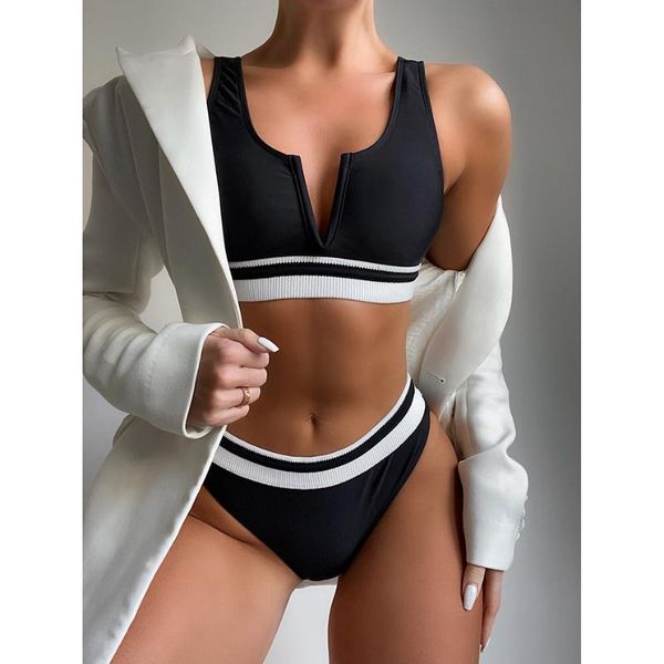 women's swimwear high waist bikini 2021 swimsuit women female push up set 2 piece sports rib brazilian swimming for bathing suit, White;black
women's swimwear high waist bikini 2021 swimsuit women female push up set 2 piece sports rib brazilian swimming for bathing suit, White;black