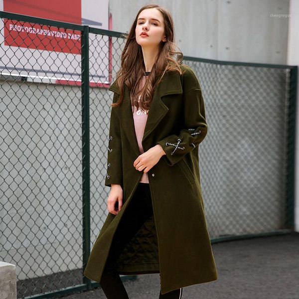 women's wool & blends korean woman winter coats and jackets long sleeve trench coat for women green office lady vintage belted, Black
women's wool & blends korean woman winter coats and jackets long sleeve trench coat for women green office lady vintage belted, Black