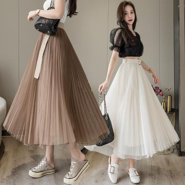 belt yarn skirt female half-length spring and summer high waist was slim mid-length a-line pleated mesh drape skirts, Black
belt yarn skirt female half-length spring and summer high waist was slim mid-length a-line pleated mesh drape skirts, Black