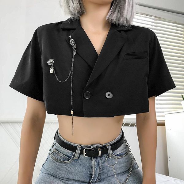 women's suits & blazers women streetwear black short blazer casual sleeve chain patchwork cropped jackets feminino summer autumn ol pun, White;black
women's suits & blazers women streetwear black short blazer casual sleeve chain patchwork cropped jackets feminino summer autumn ol pun, White;black