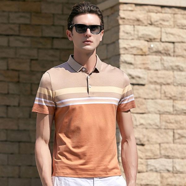 men's polos z927 stripe shirts classical business style gentlemen mature lapel short sleeve cotton loose tees, White;black
men's polos z927 stripe shirts classical business style gentlemen mature lapel short sleeve cotton loose tees, White;black