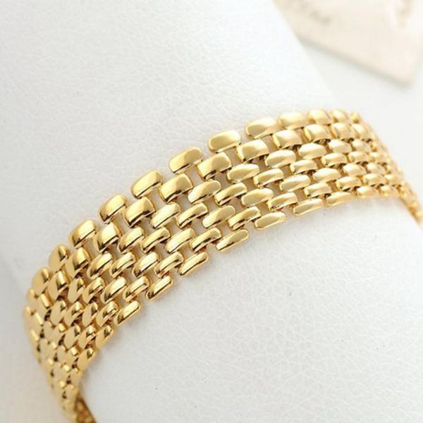 link, chain men's charm wide mesh wrist bracelet type gold plated temperament ladies fashion party jewelry gift, Black
link, chain men's charm wide mesh wrist bracelet type gold plated temperament ladies fashion party jewelry gift, Black