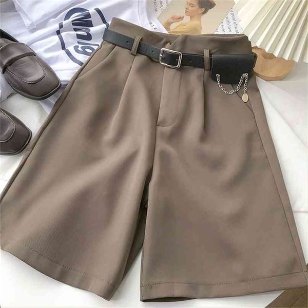 high waist shorts sashes belted women loose pockets spring summer casual streetwear fashion 210714, White;black
high waist shorts sashes belted women loose pockets spring summer casual streetwear fashion 210714, White;black