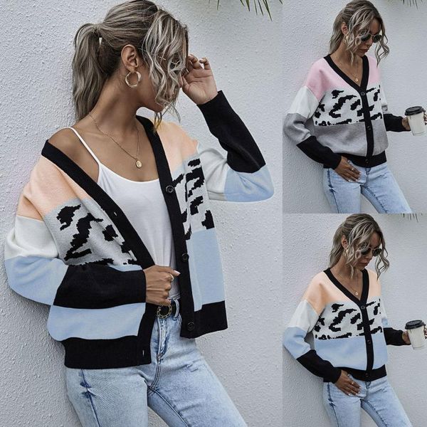 men's trench coats sweater women's autumn and winter products european american leopard print stitching contrast color knitted car, Tan;black
men's trench coats sweater women's autumn and winter products european american leopard print stitching contrast color knitted car, Tan;black