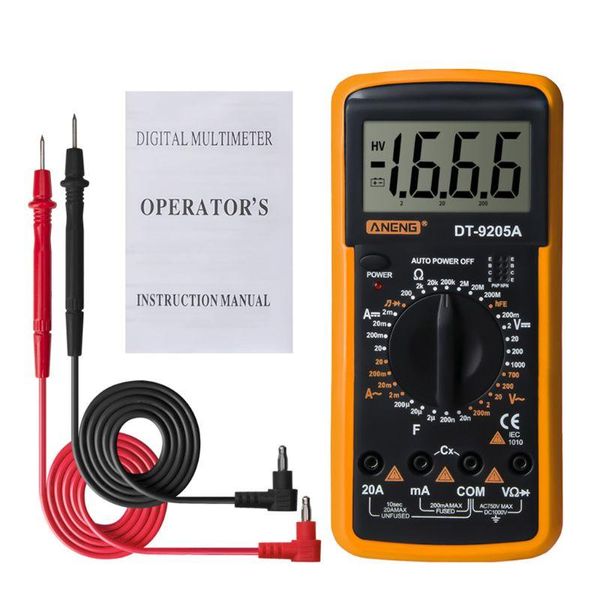 multimeters dt9205a digital multimeter hfe ac dc triode diode resistance amp electric tester
multimeters dt9205a digital multimeter hfe ac dc triode diode resistance amp electric tester