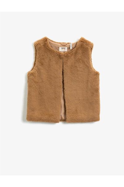 women's vests koton girl child brown pelus vest, Black;white