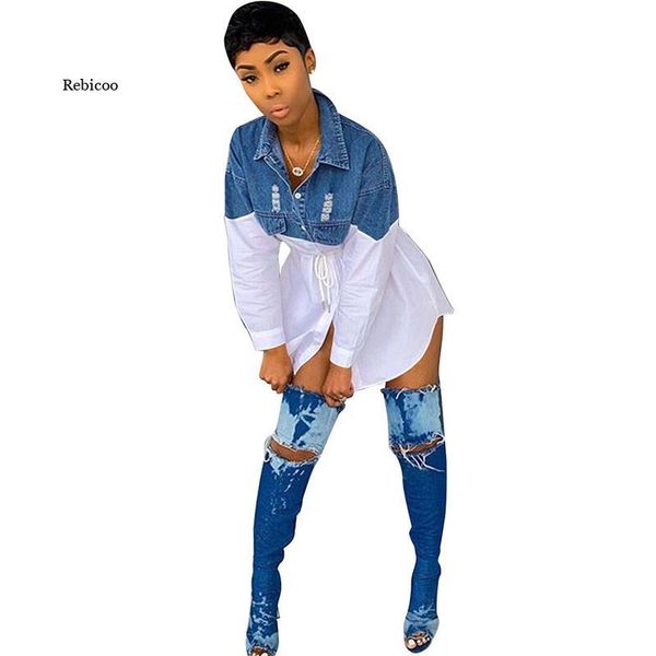 casual dresses women shirts long sleeve patchwork denim turn down collar hole loose womens streetwear blouse shirt plus size, Black;gray
casual dresses women shirts long sleeve patchwork denim turn down collar hole loose womens streetwear blouse shirt plus size, Black;gray