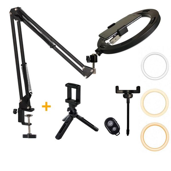 po studio overhead phone holder suspension arm stand with 26cm led ring light +mini tripod for table pography lighting & accessories
po studio overhead phone holder suspension arm stand with 26cm led ring light +mini tripod for table pography lighting & accessories