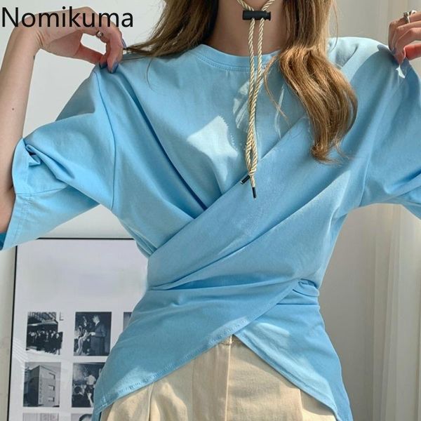 women's t-shirt nomikuma 2021 summer t shirt women o neck short sleeve casual solid color loose tshirts female chic camisetas mujer, White
women's t-shirt nomikuma 2021 summer t shirt women o neck short sleeve casual solid color loose tshirts female chic camisetas mujer, White