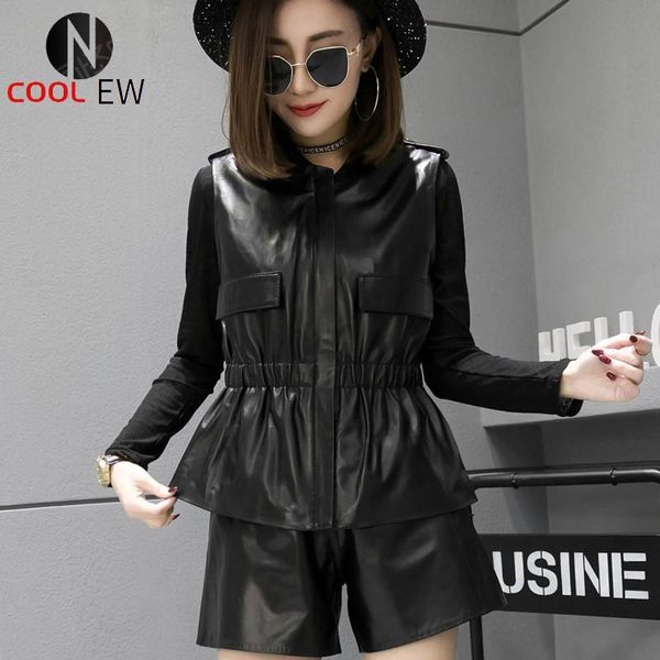 women's vests sheepskin real leather vest women elastic waist ruffles genuine sleeveless jacket ladies casual streetwear waistcoat top, Black;white
women's vests sheepskin real leather vest women elastic waist ruffles genuine sleeveless jacket ladies casual streetwear waistcoat top, Black;white