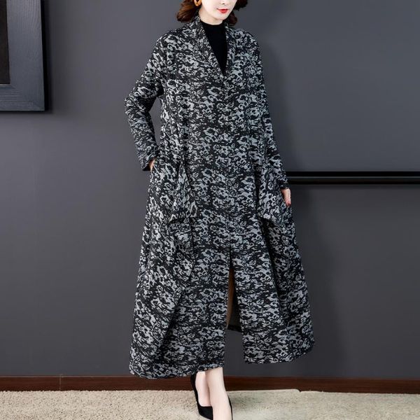 women's trench coats 2021 autumn vintage cotton floral jacquard 5xl winter classic casual maxi warm coat elegant bodycon women long win, Tan;black
women's trench coats 2021 autumn vintage cotton floral jacquard 5xl winter classic casual maxi warm coat elegant bodycon women long win, Tan;black
