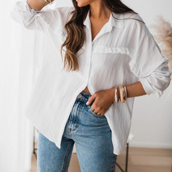 women's blouses & shirts 2021 design good quality factory price fashion selling loose casual lapel single-breasted long-sleeved shirt, White
women's blouses & shirts 2021 design good quality factory price fashion selling loose casual lapel single-breasted long-sleeved shirt, White
