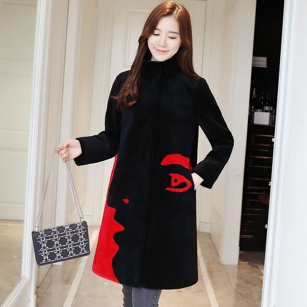 women's fur & faux coat 100% genuine wool vintage winter clothes women korean female jacket sheep shearing ropa para mujer zjt757, Black
women's fur & faux coat 100% genuine wool vintage winter clothes women korean female jacket sheep shearing ropa para mujer zjt757, Black
