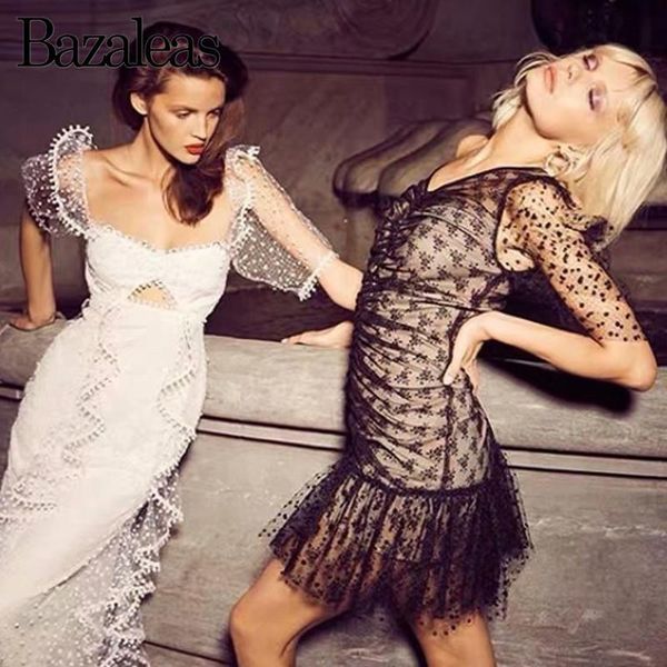 casual dresses bazaleas vintage dot mesh vestidos lace see through women dress fashion v neck ruched, Black;gray
casual dresses bazaleas vintage dot mesh vestidos lace see through women dress fashion v neck ruched, Black;gray