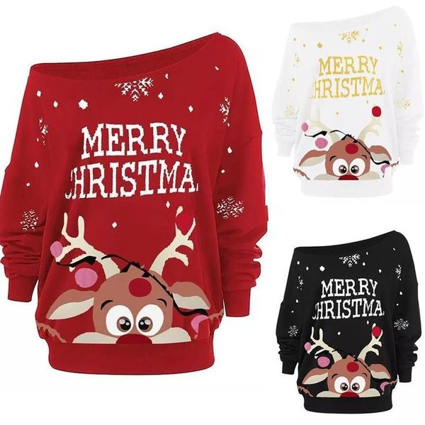 new sweater christmas deer head theme clothing headdress long sleeve round neck women, White;black
new sweater christmas deer head theme clothing headdress long sleeve round neck women, White;black