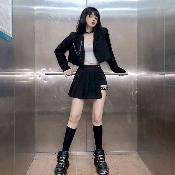 two piece dress autumn 2 sets womens outfits female dark suit retro black small blazer jacket pleated skirt japanese fashion ukt0, White 
two piece dress autumn 2 sets womens outfits female dark suit retro black small blazer jacket pleated skirt japanese fashion ukt0, White