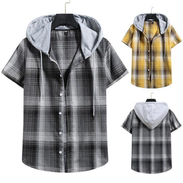 men's hoodies & sweatshirts checked hooded short-sleeved shirts for men a loose cotton plaid hoodie coat casual lovers, Black
men's hoodies & sweatshirts checked hooded short-sleeved shirts for men a loose cotton plaid hoodie coat casual lovers, Black