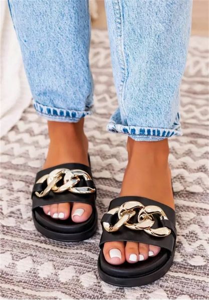 women fashion slippers 2021 summer new open toe ladies slip on comfortable sandals with chain 36-43 large-sized beach slides, Black
women fashion slippers 2021 summer new open toe ladies slip on comfortable sandals with chain 36-43 large-sized beach slides, Black