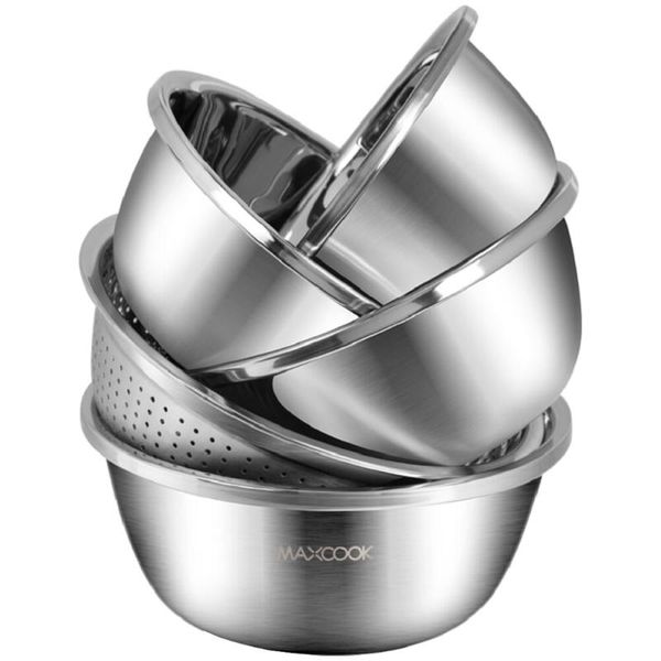 bowls 5pcs stainless steel mixing colander set for kitchen space saving storage
bowls 5pcs stainless steel mixing colander set for kitchen space saving storage