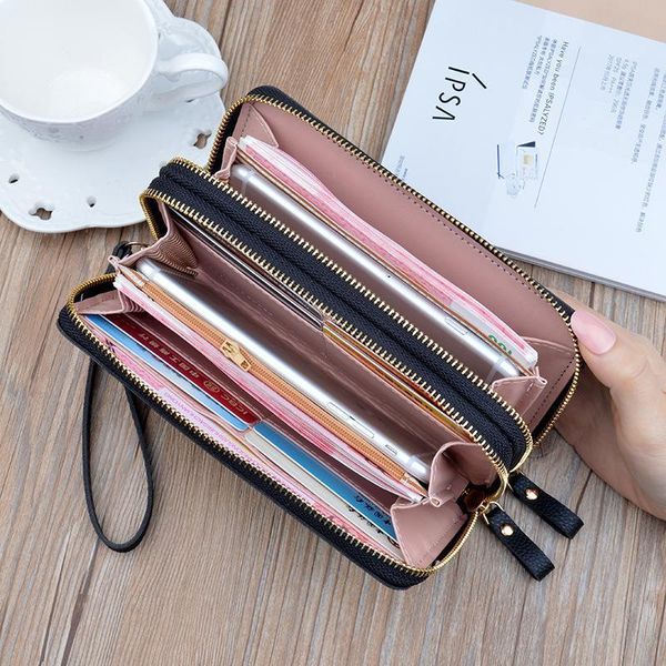 women wallet pu leather red blue pink black card holder double zipper long female color matching cellphone bag lady, Red;black
women wallet pu leather red blue pink black card holder double zipper long female color matching cellphone bag lady, Red;black