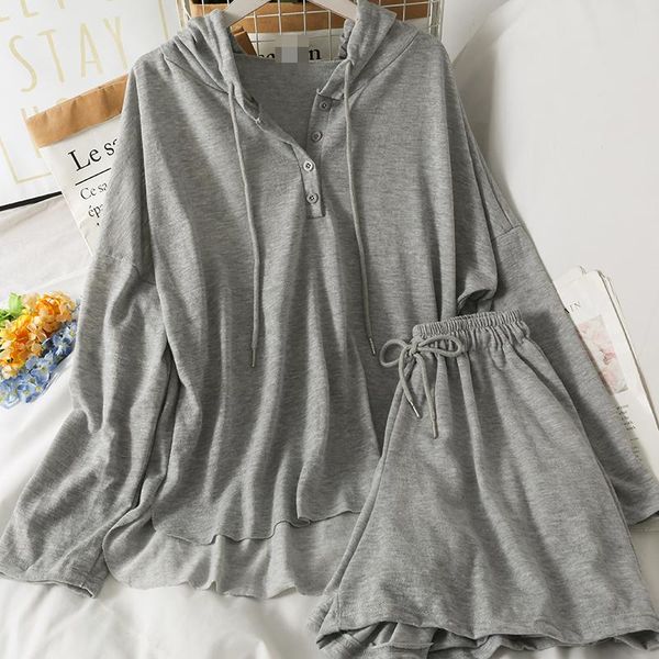 women's knits & tees spring and autumn suit loose drawstring hooded thin knit sweater elastic waist shorts, White
women's knits & tees spring and autumn suit loose drawstring hooded thin knit sweater elastic waist shorts, White
