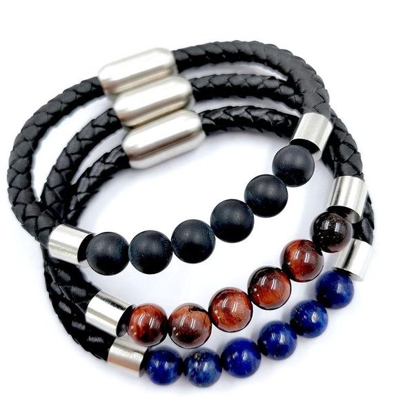 fashion charm leather bracelet tiger-eye stone beads black stainless bracelets & bangles link, chain
fashion charm leather bracelet tiger-eye stone beads black stainless bracelets & bangles link, chain