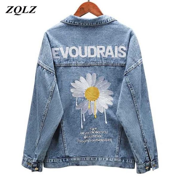 zqlz autumn denim jacket women embroidery slingle breasted loose spring coat female black casual overcoat mujer 211014, Black;brown
zqlz autumn denim jacket women embroidery slingle breasted loose spring coat female black casual overcoat mujer 211014, Black;brown
