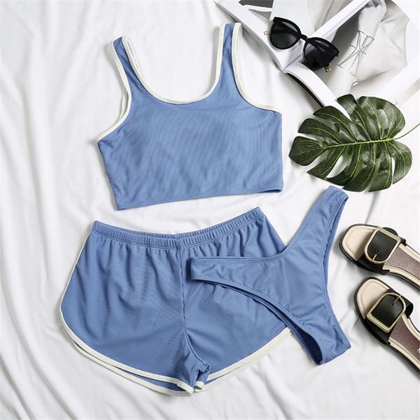 rib solid three pieces bikini crop boxer pant sport bikinis women swimsuit summer swimming suit for women padded swimwearb
rib solid three pieces bikini crop boxer pant sport bikinis women swimsuit summer swimming suit for women padded swimwearb