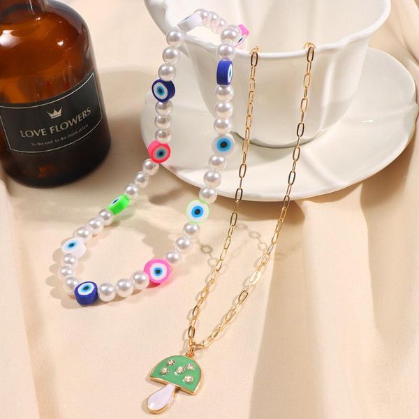 chains cute mushroom evil eye pearls beaded necklace for women handmade enamel pendant clavicle chain choker necklaces party jewelry, Silver
chains cute mushroom evil eye pearls beaded necklace for women handmade enamel pendant clavicle chain choker necklaces party jewelry, Silver