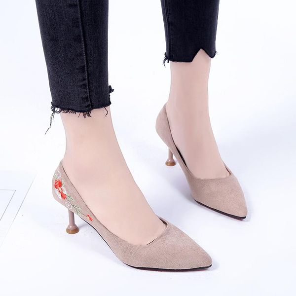 dress shoes spring 2021 women's heel stylish pointed shallow mouth classical embroidery office dating shopping u22-65, Black
dress shoes spring 2021 women's heel stylish pointed shallow mouth classical embroidery office dating shopping u22-65, Black