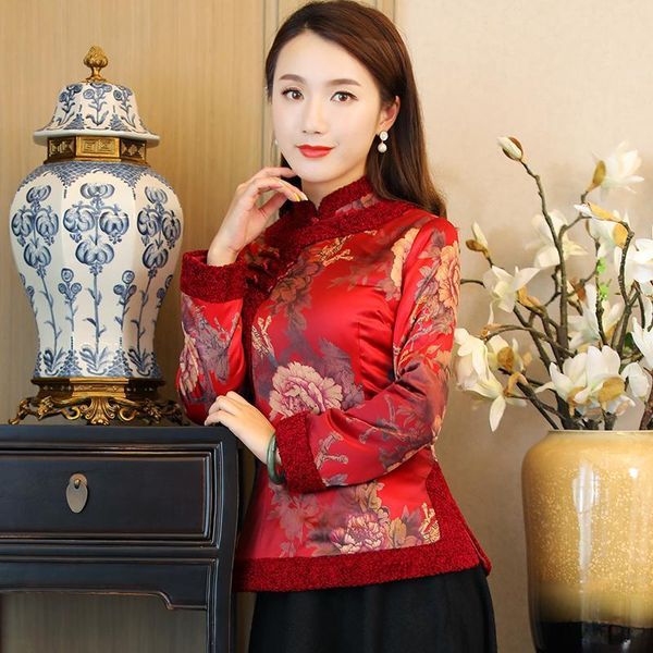 cheongsam women's plus size short dadded 2021 winter cotton blend prints splicing warm chinese qipao shirts woman ethnic clothing, Red
cheongsam women's plus size short dadded 2021 winter cotton blend prints splicing warm chinese qipao shirts woman ethnic clothing, Red
