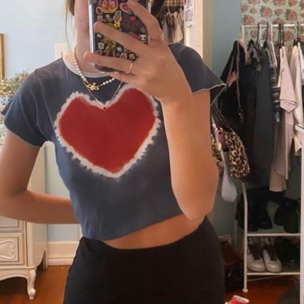 women's t-shirt harajuku graphic red heart o-neck short sleeve slim fit crop aesthetic streetwear 90s vintage women clothes y2k, White
women's t-shirt harajuku graphic red heart o-neck short sleeve slim fit crop aesthetic streetwear 90s vintage women clothes y2k, White