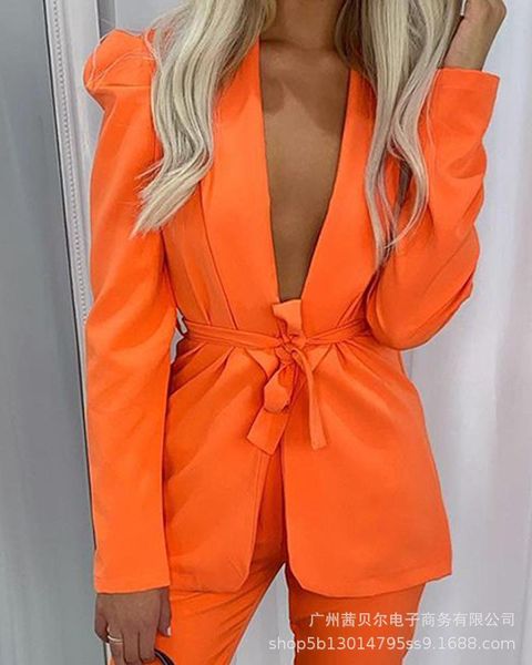 women's two piece pants 2021 fashion blazer suit long sleeve street outwear slim casual female sport trousers suits, White
women's two piece pants 2021 fashion blazer suit long sleeve street outwear slim casual female sport trousers suits, White