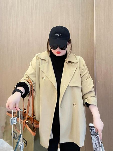 women's trench coats autumn 2021 plus-size women large temperament commuting waist show thin short coat, Tan;black
women's trench coats autumn 2021 plus-size women large temperament commuting waist show thin short coat, Tan;black