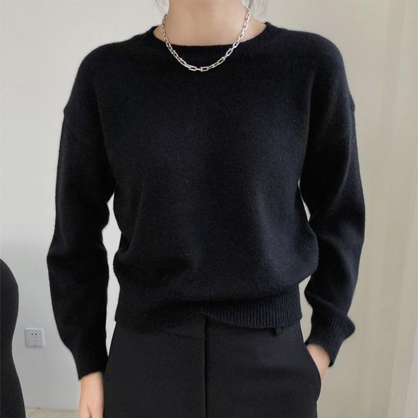 women's sweaters autumn and winter sweater casual solid color round neck long sleeve, White;black
women's sweaters autumn and winter sweater casual solid color round neck long sleeve, White;black