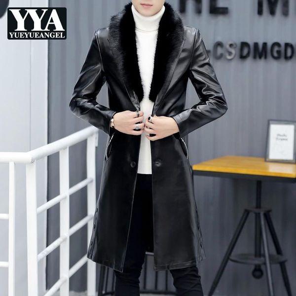 men's trench coats motorcycle pu leather faux fur collar mens long winter korean sleeve single breasted slim male plus size, Tan;black
men's trench coats motorcycle pu leather faux fur collar mens long winter korean sleeve single breasted slim male plus size, Tan;black