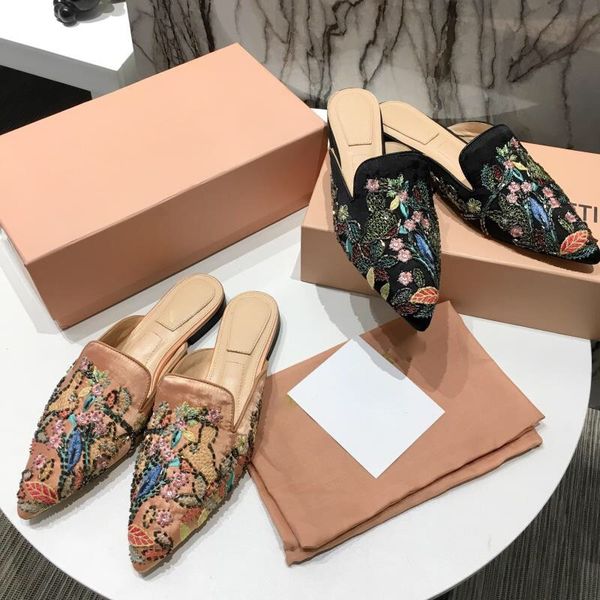 2021 spring mules shoes womens flat european american fairy pointed embroidery sewing beads electric genuine leather semi b7t53, Black
2021 spring mules shoes womens flat european american fairy pointed embroidery sewing beads electric genuine leather semi b7t53, Black