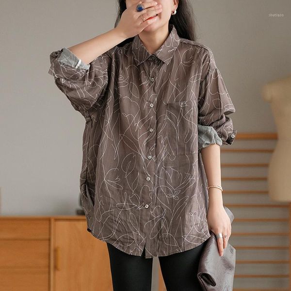 women's blouses & shirts fairynatural ladies vintage ramie and long sleeve 2021 spring autumn female button loose print casual style, White
women's blouses & shirts fairynatural ladies vintage ramie and long sleeve 2021 spring autumn female button loose print casual style, White