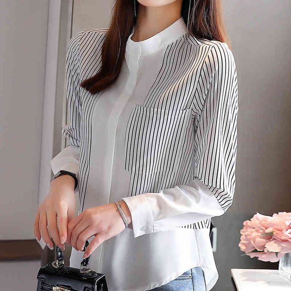 blouse women long sleeve women blouses shirts stand collar striped chiffon blouse shirt blusas camisas mujer d431 210426, White
blouse women long sleeve women blouses shirts stand collar striped chiffon blouse shirt blusas camisas mujer d431 210426, White