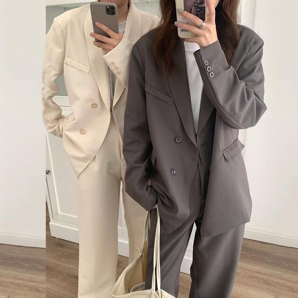 women's suits & blazers korean chic loose casual long sleeve fall 2021 women simple solid notched collar suit coat all match elegant, White;black
women's suits & blazers korean chic loose casual long sleeve fall 2021 women simple solid notched collar suit coat all match elegant, White;black