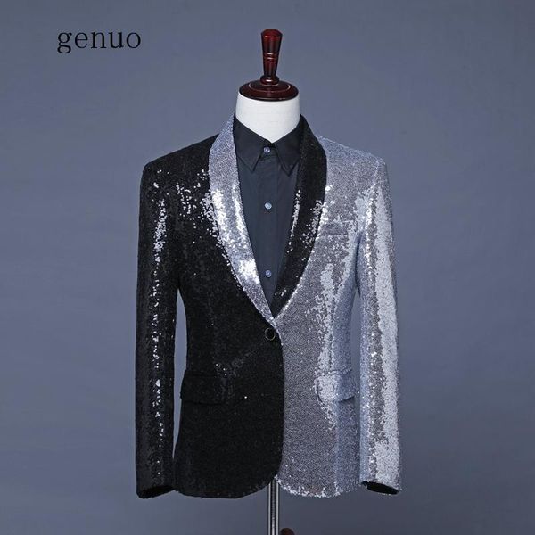 men's suits & blazers men black silver sequins suit jacket shawl lapel fashion casual host singer stage costumes dancer groom jackets, White;black
men's suits & blazers men black silver sequins suit jacket shawl lapel fashion casual host singer stage costumes dancer groom jackets, White;black
