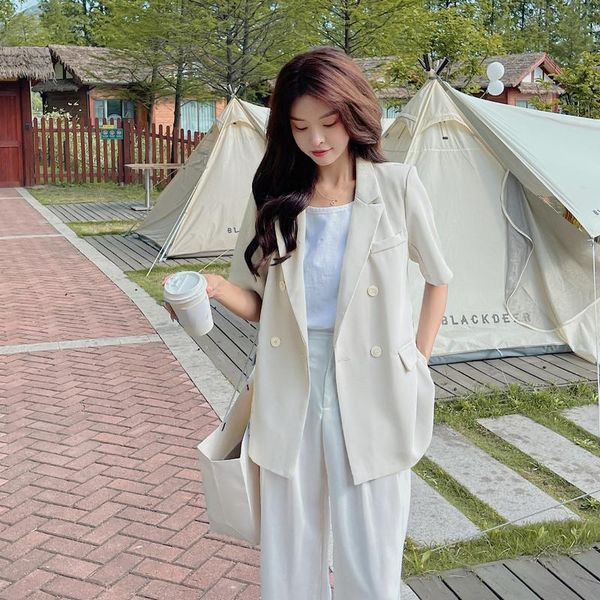 women's suits & blazers 2021 short sleeve small suit coat summer gentle wind korean loose temperament leisure fashion, White;black
women's suits & blazers 2021 short sleeve small suit coat summer gentle wind korean loose temperament leisure fashion, White;black