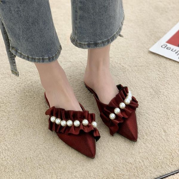 slippers sandals and women's summer wear fashionable shallow mouth pointed toe shoes, Black
slippers sandals and women's summer wear fashionable shallow mouth pointed toe shoes, Black
