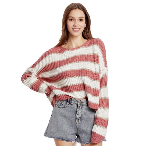 women's sweaters womail white and pink stripe sweater contrast knitted pullover 2021 long sleeve turtleneck knitwear fashion slim women, White;black
women's sweaters womail white and pink stripe sweater contrast knitted pullover 2021 long sleeve turtleneck knitwear fashion slim women, White;black