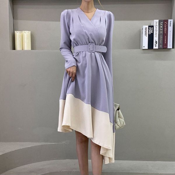 spring clothes purple dress women v neck long sleeve high waist patchwork sashes ruched mid dresses female robe 210510, Black;gray
spring clothes purple dress women v neck long sleeve high waist patchwork sashes ruched mid dresses female robe 210510, Black;gray