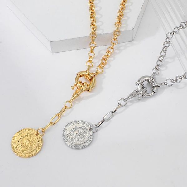 punk coin chain necklace for women girl gold color choker gothic hip hop long pendant necklaces statement party jewelry chains, Silver
punk coin chain necklace for women girl gold color choker gothic hip hop long pendant necklaces statement party jewelry chains, Silver