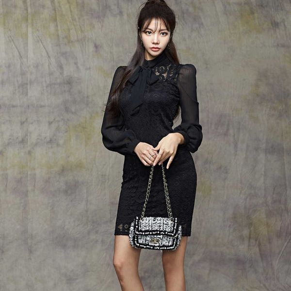 autumn korean version bow neck long-sleeved dress patchwork lace dress fashion bodycon pencil dresses vestidos 210529, Black;gray
autumn korean version bow neck long-sleeved dress patchwork lace dress fashion bodycon pencil dresses vestidos 210529, Black;gray